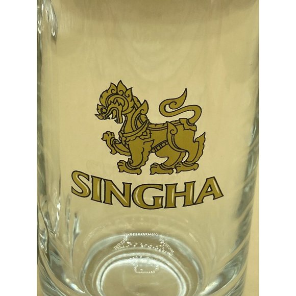 Singha Beer Stein Thailand Lion Logo Glass Mug 5.5” Tall - Picture 2 of 6